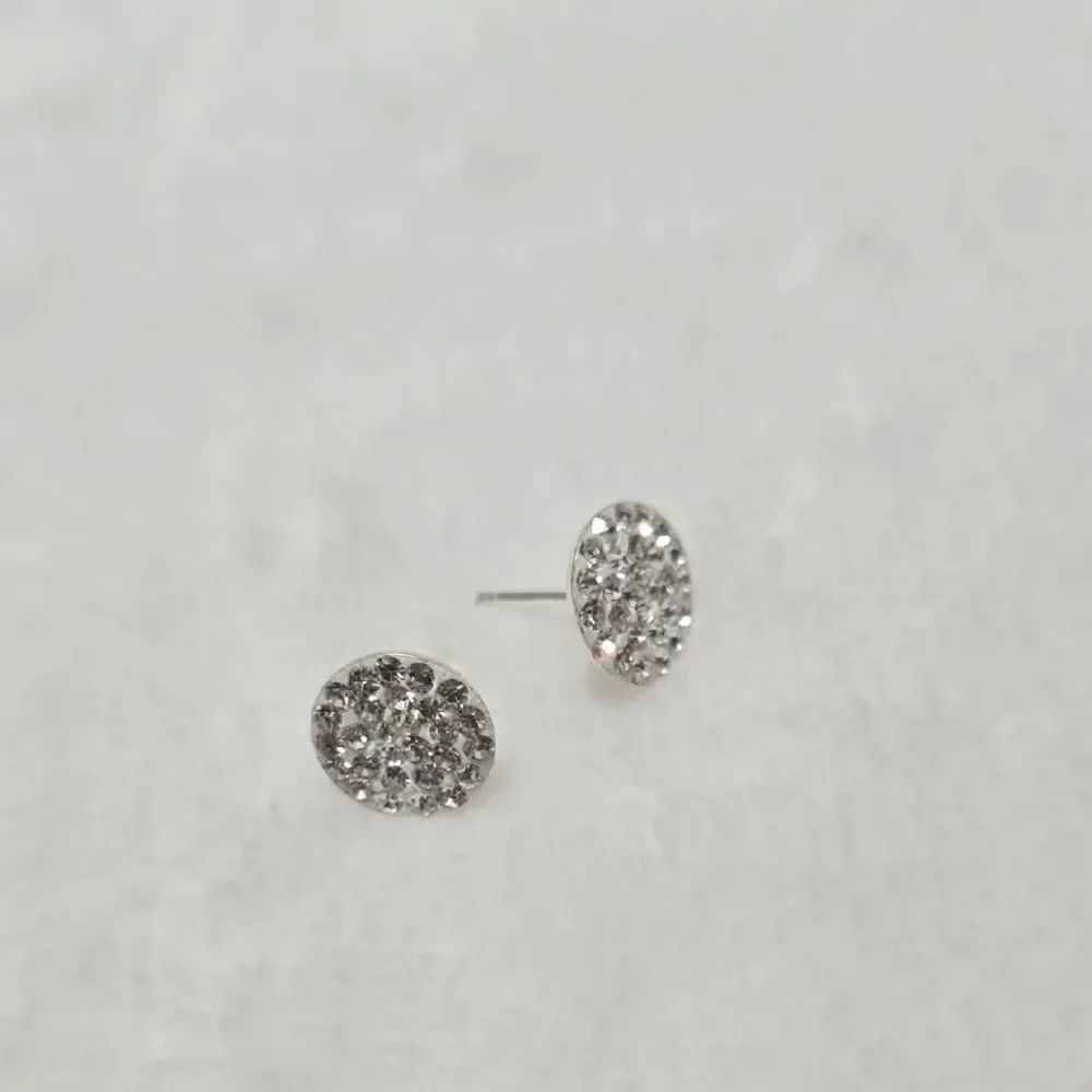 Silver Stud Earrings With Sparkling Crystals